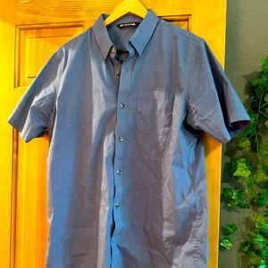 Blue Travis Mathew mens button up short sleeve